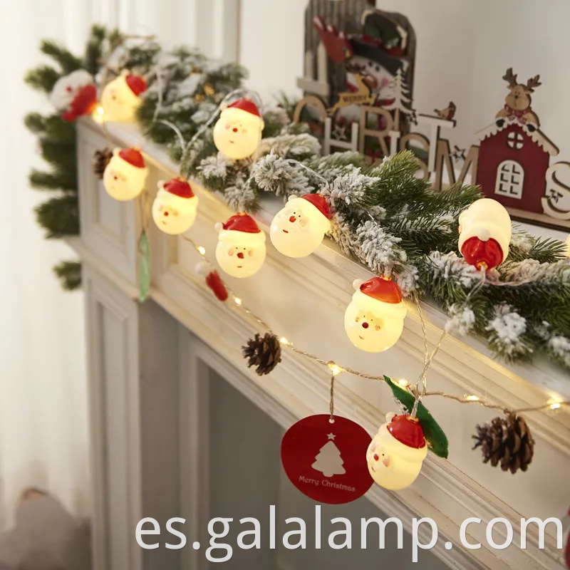 Coloridas luces de cuerda LED festivas con Santa Claus y Snowman